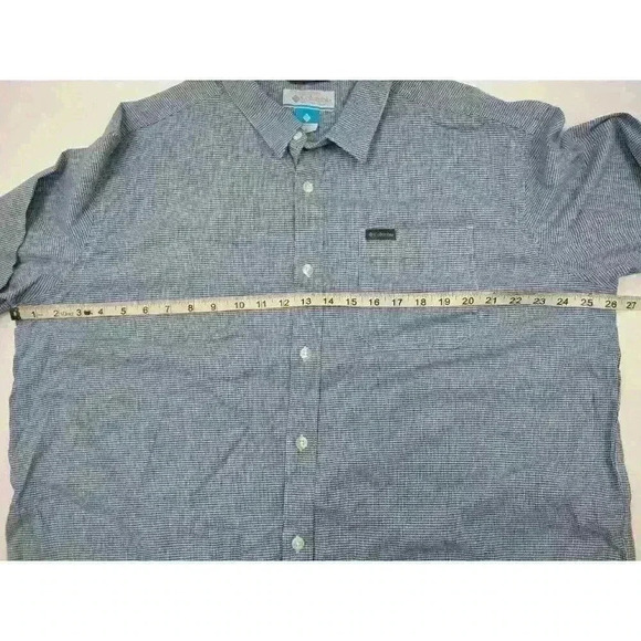 Columbia Button down Blue Houndstooth check 2XL Cotton blend stretch - Picture 2 of 8